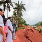 കണ്ണൂര്‍ എളയാവൂരില്‍ ദേശീയപാതയുടെ സംരക്ഷണ ഭിത്തി ഇടിഞ്ഞു; മണ്ണിടിഞ്ഞത് വീടുകളോട് ചേര്‍ന്ന്